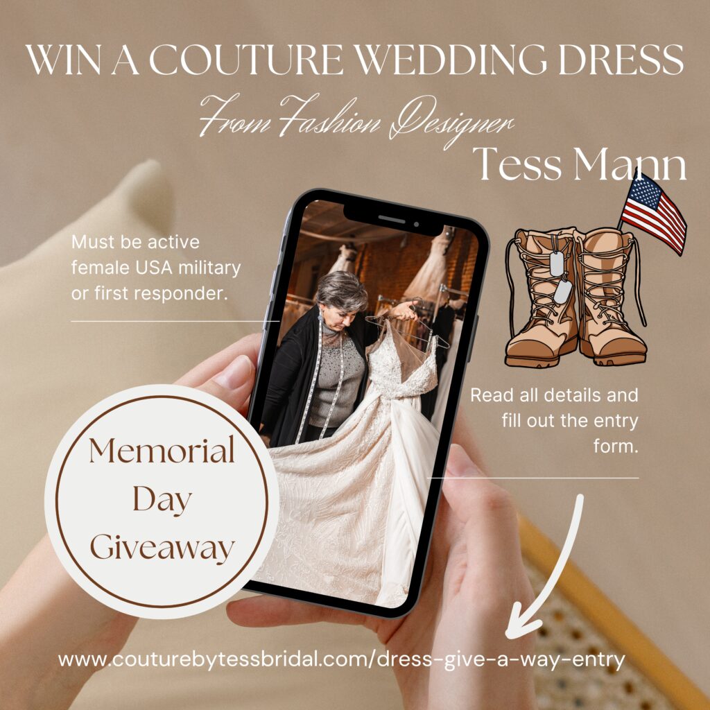 win a free wedding dress courtesy of Couture by Tess